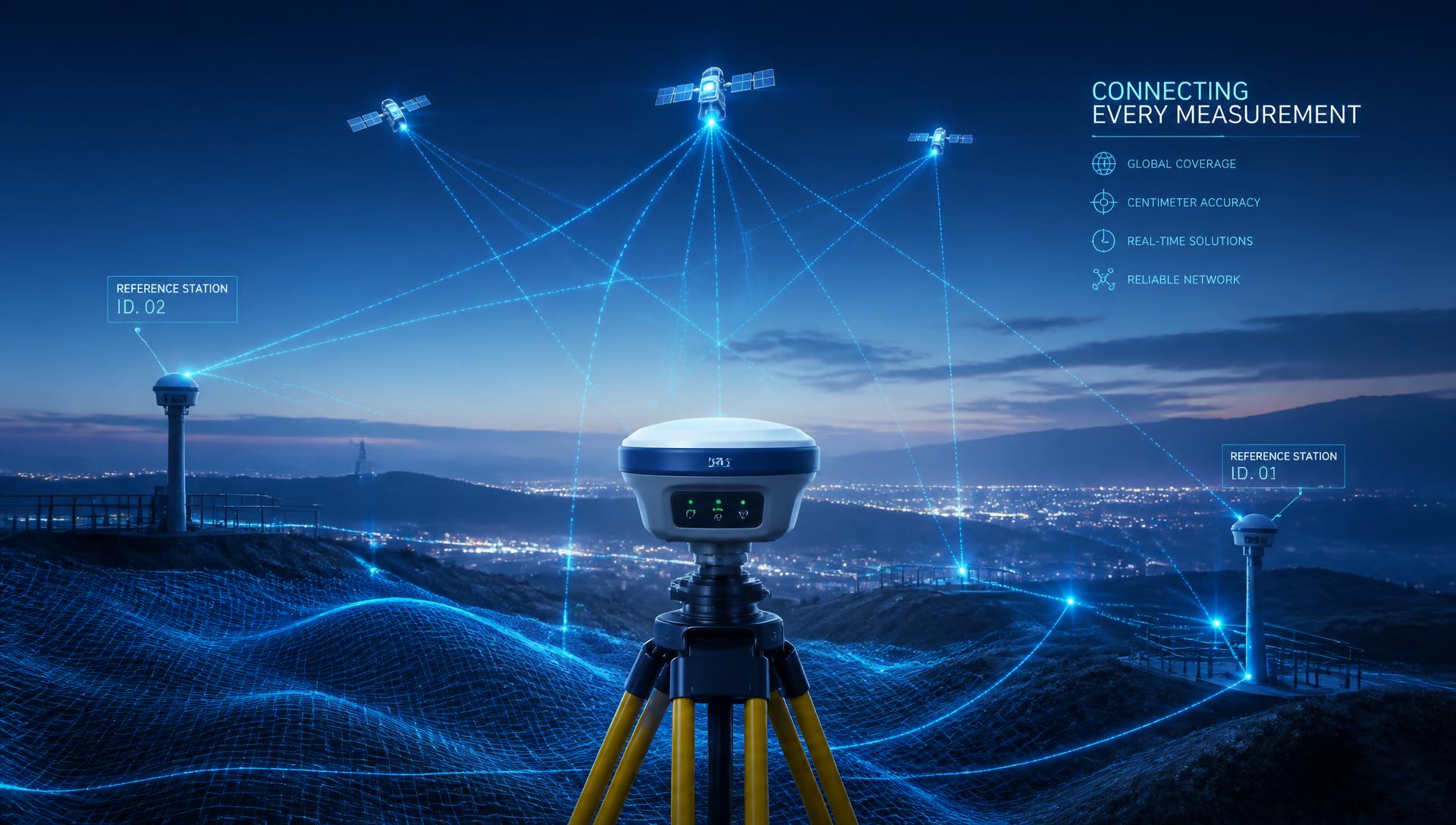 Rete GNSS TruePoint.CM: antenna di rilievo collegata alle stazioni permanenti e ai satelliti